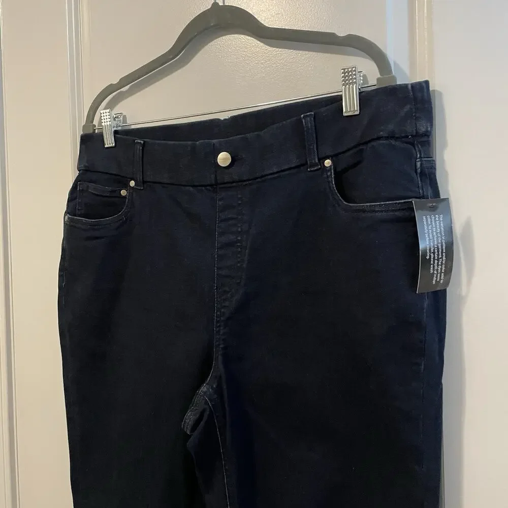 NWT D & Co Womens Stretch Jean Sz 18W Blue Dark Wash Pull On Skinny Leg Mid Rise - Picture 5 of 11